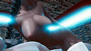 An animated babe with beautiful chestnut hair exercises and gets to the naughty zone