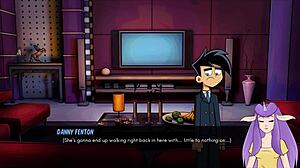 Goth beauty cums and gives a sensual handjob to Danny Phantom in Amity Park