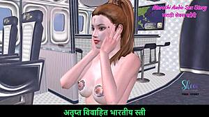 Hey, check this cute girl posing nude in the airplane, super sexy 3D animation!