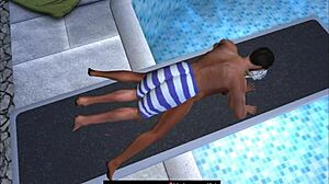 taken at public swimming pool jumping board two