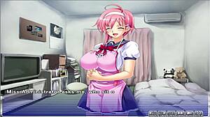 Hentai PC game – cute and perky babe gets covered in spunk