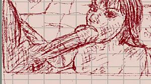 Suggestive Drawing of MILF Giving Blowjob to Dark Big Dick in Hentai