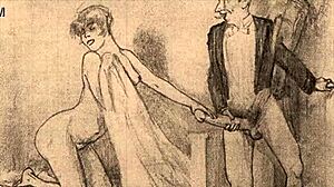 Vintage erotic drawings: retro anime contrasts intrigue