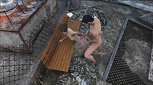 Sexy woman with brown hair likes to have sex in Diamond City in Fallout 4