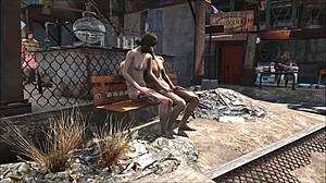 Sexy woman with brown hair likes to have sex in Diamond City in Fallout 4