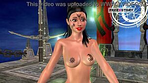 Erotic 3D animated movie dubbed in India, sex appeal Indian girl photos posing and touching herself with a banana