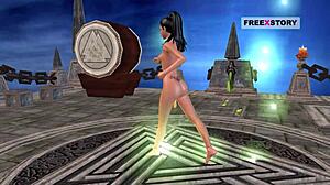 Erotic 3D animated movie dubbed in India, sex appeal Indian girl photos posing and touching herself with a banana