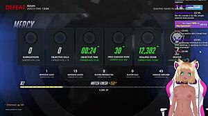 vtuber lewdneko gets spanked while playing overwatch in part 2.