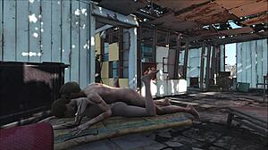 Fo4 庇护所中与棕发少女18+的粗暴性交