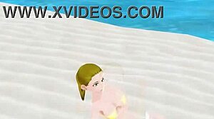 emma's blonde anime bikini try-on at beach