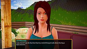 Brunette milf with big tits in homemade family scene