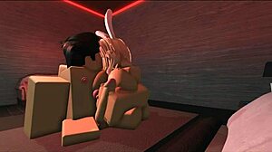 3D Roblox porn with a hot bunny slut on top