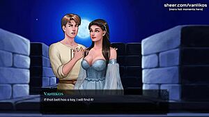 3D animated game of an innocent girl giving a handjob in Busty Hentai.
