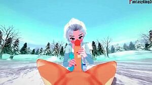 Elsa the princess from Frozen in a sexy scene from FantasyKing3