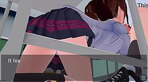 Karin hides under the desk in her school blazer. Such a sneaky oral moment in this 3d cartoon!