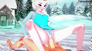 Elsa’s big boobs bounce during rough sex in Frozen hentai