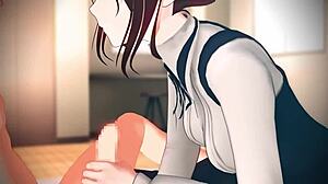 Beautiful anime house wife gives great blow job