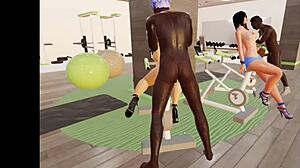 3D animated gym scene with anal sex and ass fucking