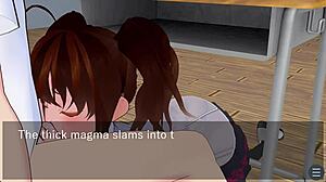 Karin hides under the desk in her school blazer. Such a sneaky oral moment in this 3d cartoon!