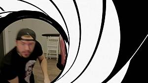 Hey, check out this secret agent getting a blowjob with big tits flashing