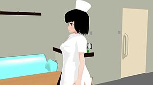 Perverted nurse mia plays doctor with anime girl
