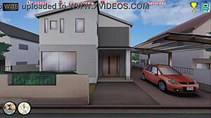 Huge-boobed neighbor seduces Max in 3D animated game