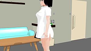 Perverted nurse mia plays doctor with anime girl