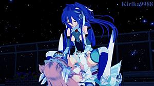 Symphogear's Tsubasa and Kanade in intense futanari action
