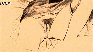Detailed Vintage Retro Erotic Comic Drawings Featuring Sensual Anime Animations