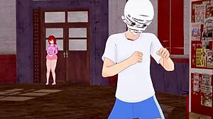 Eris from Mushoku Eris gives a steamy gym blowjob