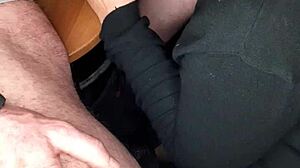Redhead gets her masked cock in deepthroat and cum