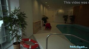 Public swimming pool scene with an agent and a risky affair