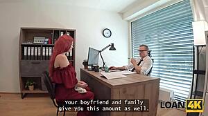 Redhead Whore with Big Tits Jumps Dick in Office