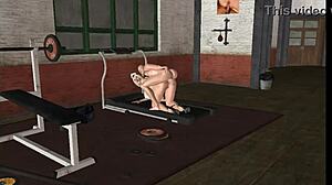 Fitness trainer bangs girl hard on treadmill