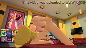 Naughty blonde experiments with tons of dildos. 3D animation captures her wild anal and double penetration fun.