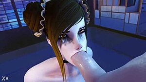 Chun Li gives great blow job in this 3D animated porn
