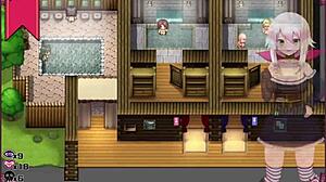 confused witch ceres strips naked in the men’s bathroom during hentai game.