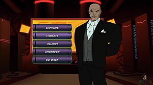 cheshire and artemis finger each other in costumes