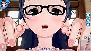 Beautiful woman with glasses enjoys face sitting in this anime porn video