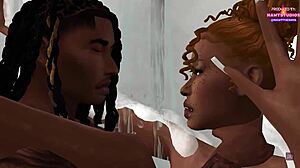 Step-brother sneaks into shower for forbidden fuck with Mae