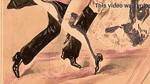 Vintage Erotic Illustration with Subtle Anime Charm