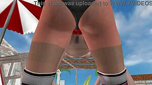 3D animated lesbian scene with doggy style action
