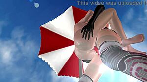 3D animated lesbian sex in cute lifting position