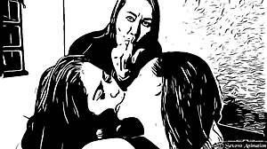 yo, these 3 cartoon lesbian sisters got deep tongue kissing action going on!