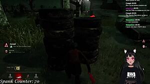 Vtuber Lewdneko continues to play DbD and gets spanked in this part