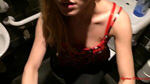 A blonde couple’s naughty anal and oral sex in a crowded restaurant