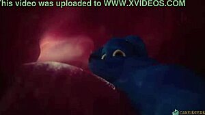 Furry vore video with 3D animation and oral action
