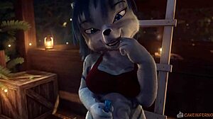 Furry vore video with 3D animation and oral action