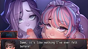 Harem in Another World Ep 19: Ghost and Maid Compete in Double Blowjob. Who Wins This Cute Contest?