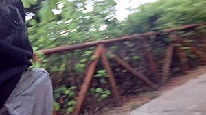 A naughty girl gets a hand job in the woods